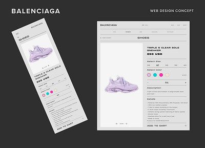 Balenciaga Concept Online Store concept design figma landing page online store product store ui ux web web design website