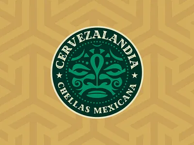 Cervezalandia beer brewery cafe cerveza drink inca logo mayan mexican