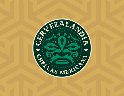 Cervezalandia beer brewery cafe cerveza drink inca logo mayan mexican