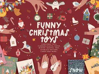 Funny Christmas toys❤️ seamless pattern