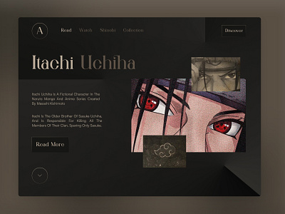 Anime Landing Page animation anime dark dashboard design dribble shot illus illustration itachi landing page minimal sasuke uchiha ui uidesign uiux ux web design web page website