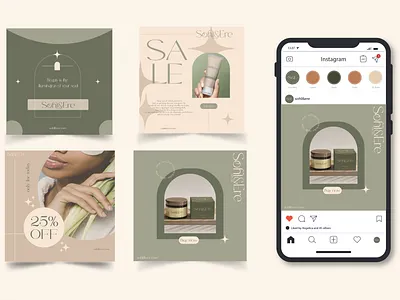 Sohl&Ere Skincare branding branding design graphic design green logo natural palm skincare skincare brand social media graphics social media post