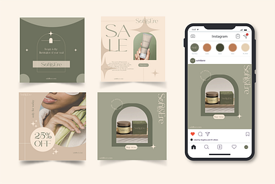 Sohl&Ere Skincare branding branding design graphic design green logo natural palm skincare skincare brand social media graphics social media post