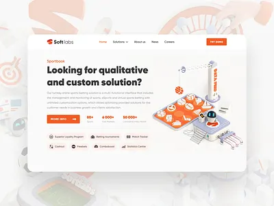 Softlabs web site 3d branding design dribble illustration ui ux web