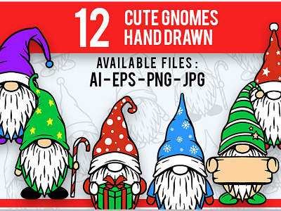 Collection cute Gnomes illustration cartoon christmast collection cute design gnomes illustration set svg vector