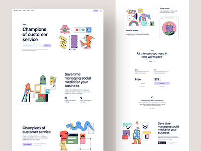 Sneak Freaks illustrations 👾 application craftwork design flat freaks illustration illustrations landing layout outline ui vector web website wireframe