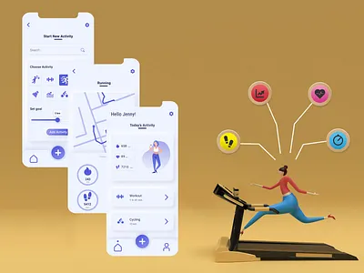 FitTrack - Fitness Tracking Application Mockup branding design graphic design graphic designer illustration logo typography ui ux vector