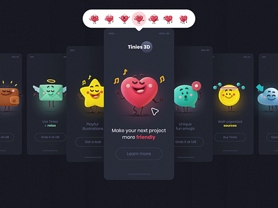 Tinies 3D 3d emoji figma illustration sketch tinies ui ui8