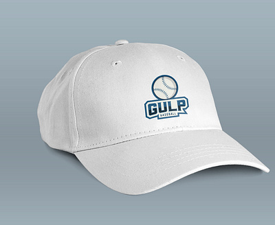 Gulp Baseball Logo - Mockup on a Cap background blue branding design emblem graphic design illustration logo typography vector