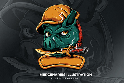 Mercenaries Illustration 3d adobe animal animation app brand branding car design graphic design illustration logo mercenaries motion graphics pig soldier ui