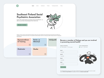 Social Psychiatric Association Website design illustration landing mental health pastel soft ui ux vector web