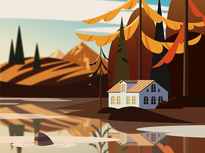 Autumn adobe illustrator art autumn autumn landscape design illustration illustrator landscape sunny day vector