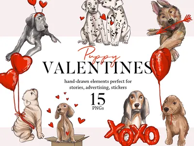 Dog Valentine's clipart Puppy clipart , pet lovers illustration balloon breed clipart dalmatines dog heart illustration logo love party pet valentines valentines day