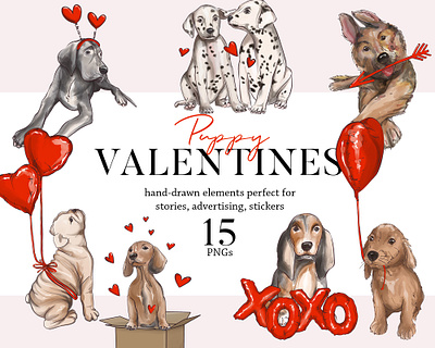 Dog Valentine's clipart Puppy clipart , pet lovers illustration balloon breed clipart dalmatines dog heart illustration logo love party pet valentines valentines day