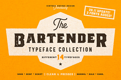 The Bartender Font Collection alternate font badge font branding branding font craft font font collection header font heritage font label font old school font poster font retro font rugged font script font sign font t shirt print typeface collection vintage font vintage script