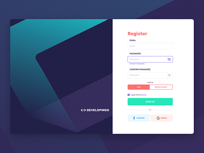 Register form login register ui user experience user interface ux