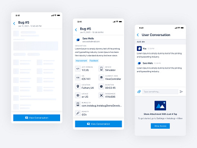 Instabug App - Report Details app application chat clean clear conversation design details interface ios minimal mobile product productdesign report text ui ui design ux vector