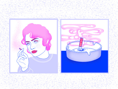 A moment for myself art direction cigarrette colorful comic comic strip design flat illustration lineart linework smoke break stipple illustration texture effect vector