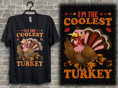 I'm the coolest turkey t-shirt design apparel illustration merchandise shirt design t shirt design tee thanksgiving2021 thanksgivinggifts tshirt tshirtdesign tshirtprinting typography t shirt