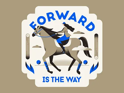 Forward is the way animal blue flat gold gradient horse horse racing illustration illustrator lockup logo masthead minimal riding horse simple sports texture typography vector