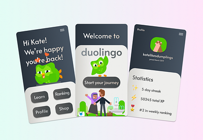 Duolingo App Redesign app design graphic design ui