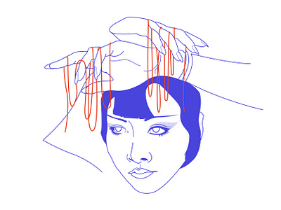 Red thread of fate asian colorful design flat hand posture illustration legend illustration lineart linework portrait art red and blue red thread thread and hands vector