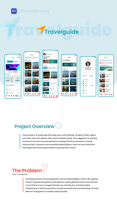 Travelguide UI/UX CaseStudy app case design mobileapp prototype travelapp ui ux