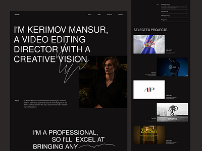 Kerim Mansur: Video Editing Portfolio design minimal typography ui ux web