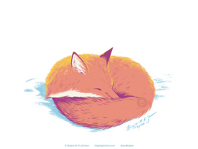 Red fox animal art cute digital art digital illustration fox huely huely 2021 huely challenge huely2021 illustration limited colour palette limited colours