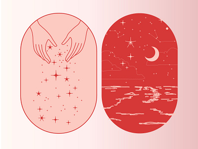 The beauty of letting go colorful comic strip design flat galaxy gradient hands illustration lineart linework meaningful stars vector