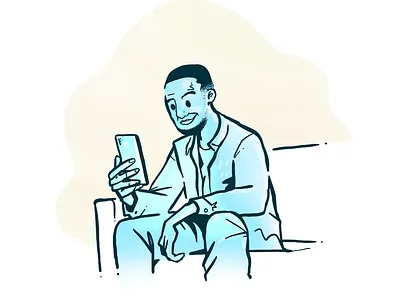 Man On Phone drawing hand drawn illustration iphone man mobile mobile phone procreate professional