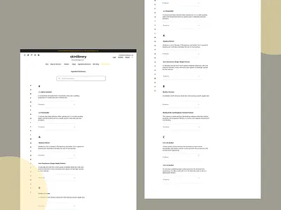 SkinLibrary - Ingredient Page Redesign design minimal ui ux web website