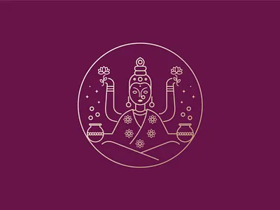 Lakshmi brand god hindu india lakshmi lineart logo logotype purple silver