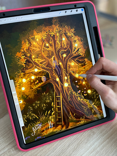 Magical tree artforsale artillustration artprint digital illustration digital painting digitalart illustration inprint inprintgallery ipad art prints procreate procreate art