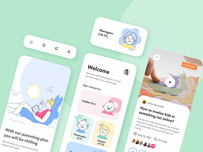 UI/UX for Parenting App app application branding children design features interface kids parentingapp ui uiux ux