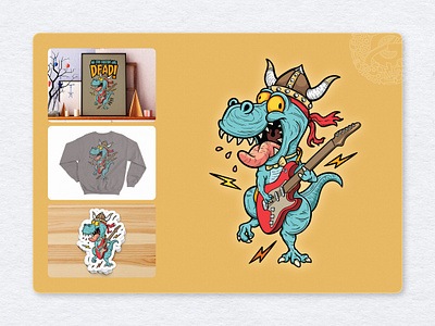 Dinosaurock Mascot Logo Design branding design dinosaurs doodle doodle art gohsantosa illustration rex shirt t rex t shirt design vector