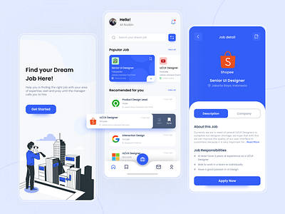 Finds - Job Finder Mobile Apps branding clean design find jobs graphic design jobs jobs design jobs mobile apps mobile apps ui ui jobs design ux