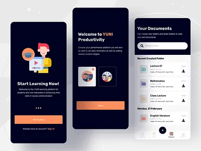 Learning Productivity App UI Design app design bd uiux designer best app design book design elearning illustration mobile apps new new app design saad khan saadkhanuiux student app study apps teacher app top rated designer trend 2021 ui ux world best ui