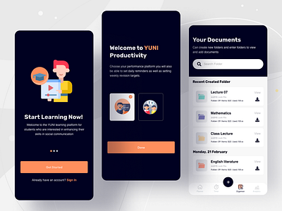 Learning Productivity App UI Design app design bd uiux designer best app design book design elearning illustration mobile apps new new app design saad khan saadkhanuiux student app study apps teacher app top rated designer trend 2021 ui ux world best ui