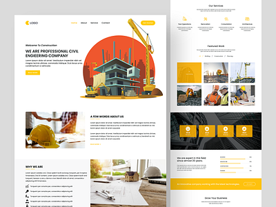 Construction and Architecture Service Landing Page architecture best construction websites building clean construction landing page design home page landing landing page ui ui design uiux ux web design website work