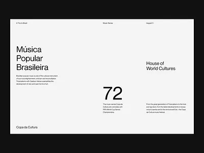MPB art bossa nova brasil clean culture editorial event grid layout minimal mpb music timeline typography ui web white space