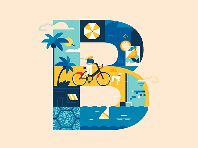 Barcelona 🌊☀️ barcelona barceloneta cities city illustration colorful illustration colourful coorful geometric geometry illustration mediterranean minimal sea sun vector