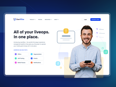 Userwise Hero Image blue blur clean colorful eina 02 game gaming hero hero image homepage inter font landing page sass ui ux web app website website design wireframe