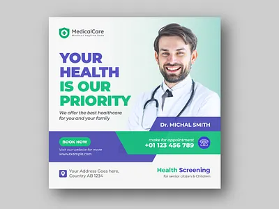 medical healthcare flyer social media post promotion banner banner business clinic commercial corporate creative dental doctor flyer health healthcare hospital marketing medical medicine social media post treatment vaccine web banner web design