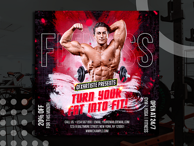 Fitness/Gym Social Media Post Design | Square Flyer Design banner bodybuilding crossfit exercise fitfam fitness flyerdesigner gym gymlife gymmotivation healthylifestyle marketing muscle personaltrainer posters socialmedia sport square flyer training workout