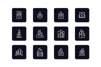12 Building Property Logo apartment architect building city construction element house logo logo design luxury property real estate simple vector