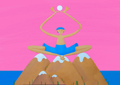 Meditation art artwork design drawing graphicdesign illustration illustrator meditation mountain pink