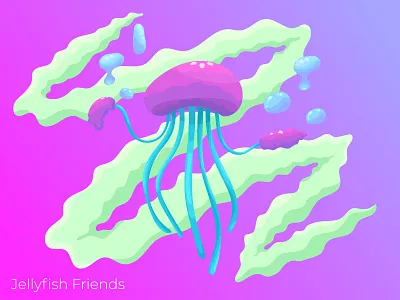 Jellyfish Friends adobe illustrator art colorful creative design graphic design idea illustation illustration jellyfish liquid liquidart shape vector vectorart