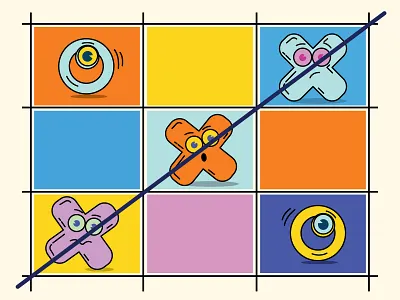 XO game 2d abstract adobe illustration art colorful creative design flat game graphic design illustration lines minimal old game vector xo game