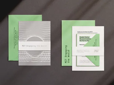 MIT Engaging the World engaging event invitation metallic minimal mit print science suite technology typo typography world